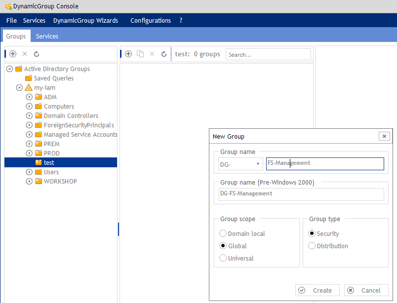 DynamicGroup: Create a new dynamic group