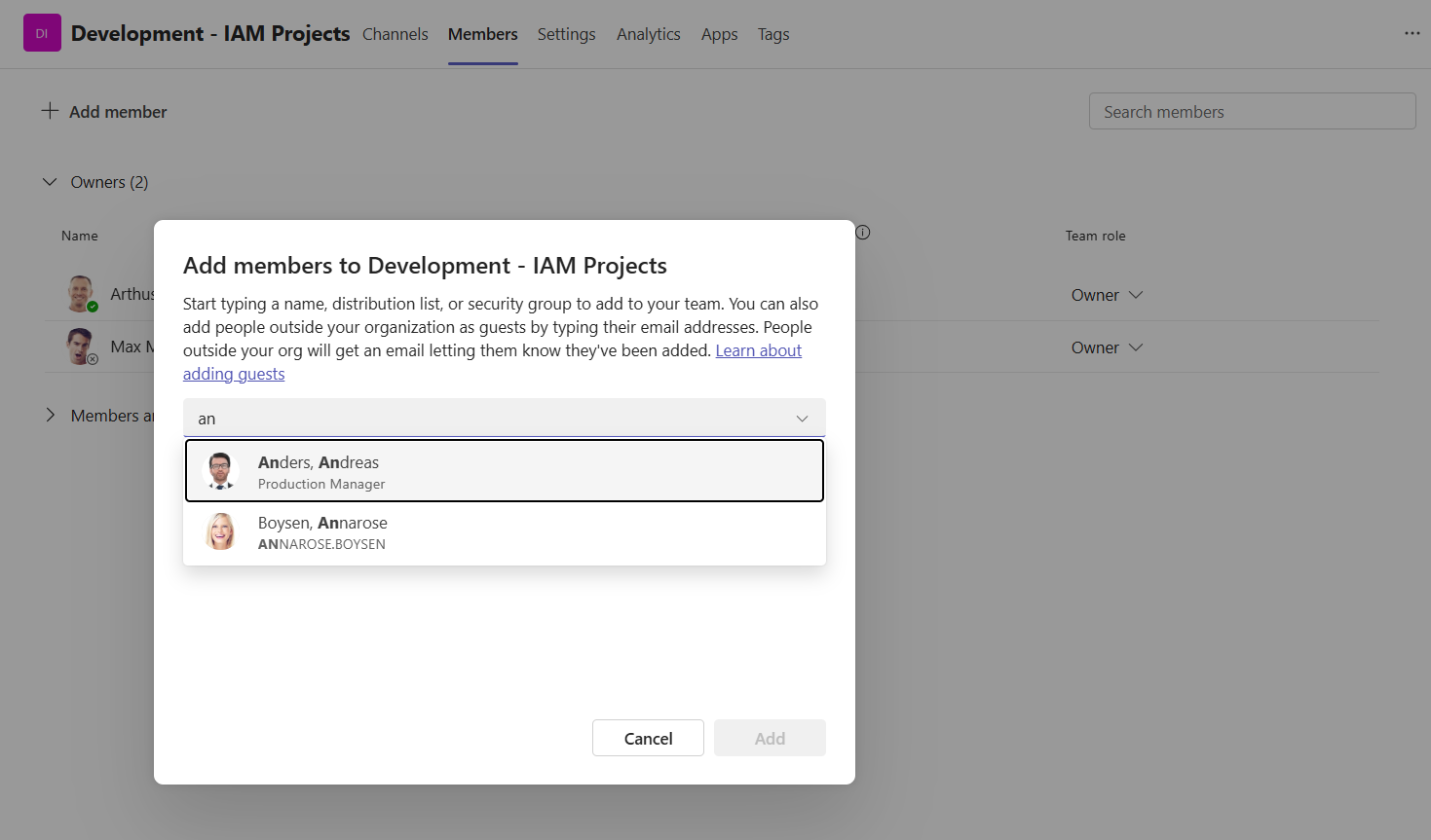Adding members to Teams Adding members to Teams
